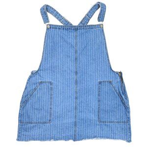 Boohoo Pinstriped Denim Pinafore Overall Mini Dress, Plus Size 20